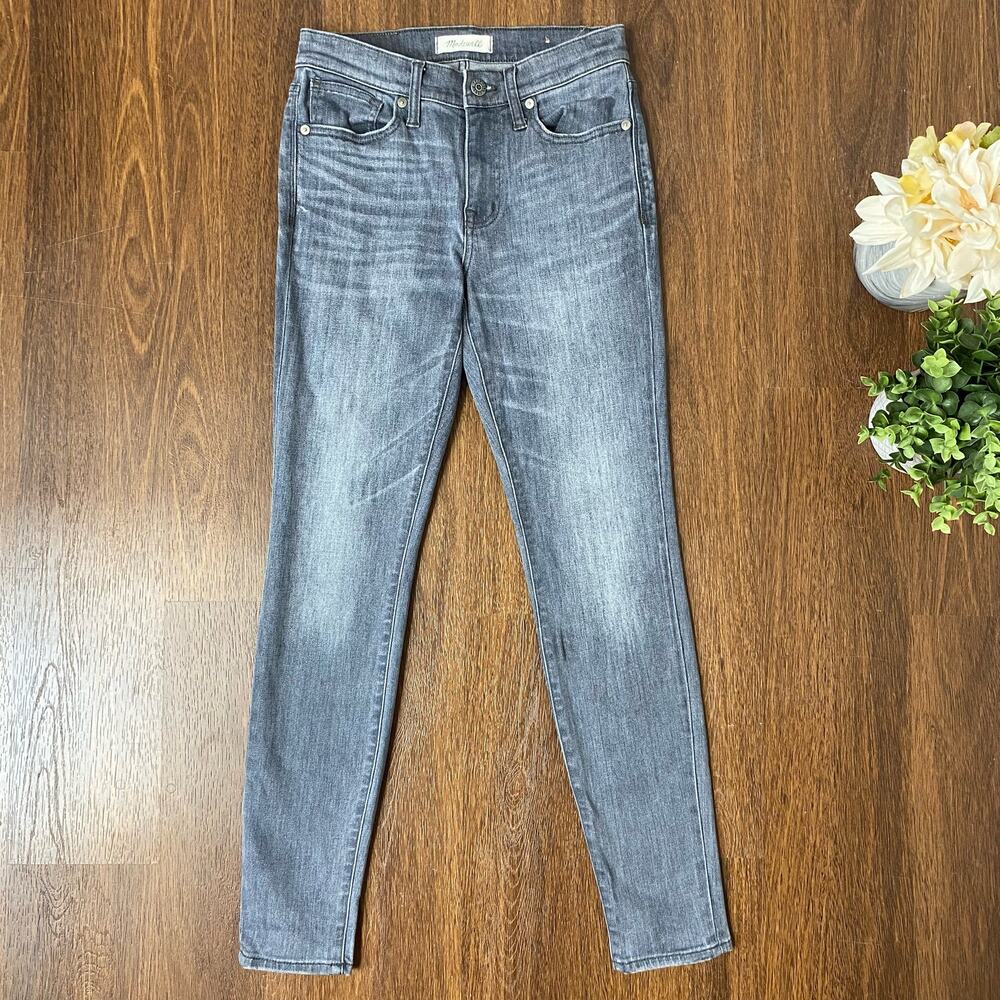 Madewell 9" Grey High-Rise Skinny Jeans in Shaw Wash Sz 25